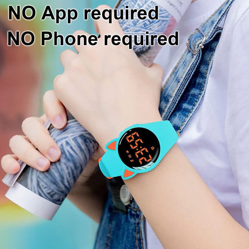 HUYVMAY Fitness Tracker Pedometer Watch for Boys Girls Women, No App No Phone, USB Charge 1 Hour for 20 Days Use, IP68 Waterproof Fitness Watch with Alarm Clock Step Tracker Distance Calorie Counter Teal+Orange - NewNest Australia