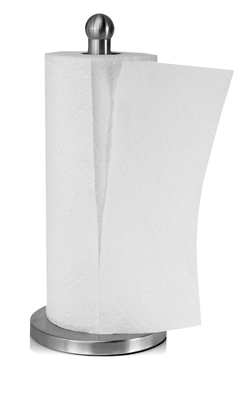 NewNest Australia - Stainless Steel Kitchen Paper Towel Holder Dispenser - Weighted Base - Sturdy, Durable, Rust-Proof - Single Easy One-Handed Tear - Fits Standard or Jumbo-Sized Rolls 