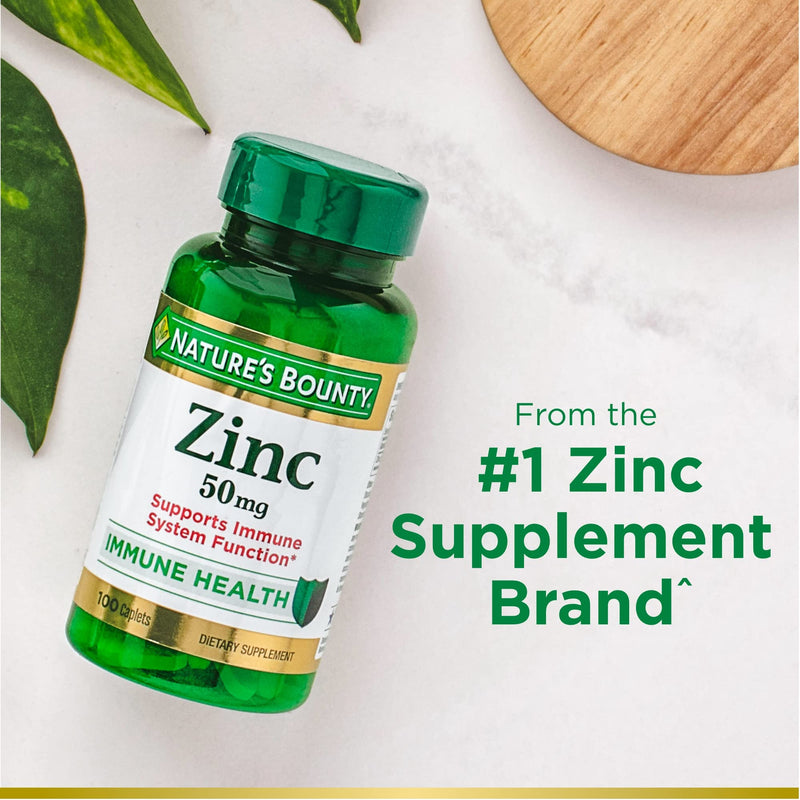 Nature's Bounty Zinc, Immune Support, 50 mg, Caplets, 100 Ct 100 Count - NewNest Australia