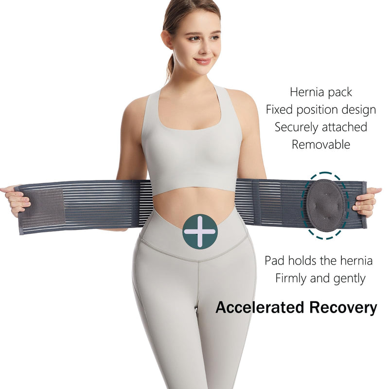 Umbilical Hernia Belt for Men and Women - Hernia Support for Men with 2 Compression Pad (inguinal, femoral, incisional) - Abdominal Binder Post Surgery and Postpartum （L/XL） L/XL - NewNest Australia
