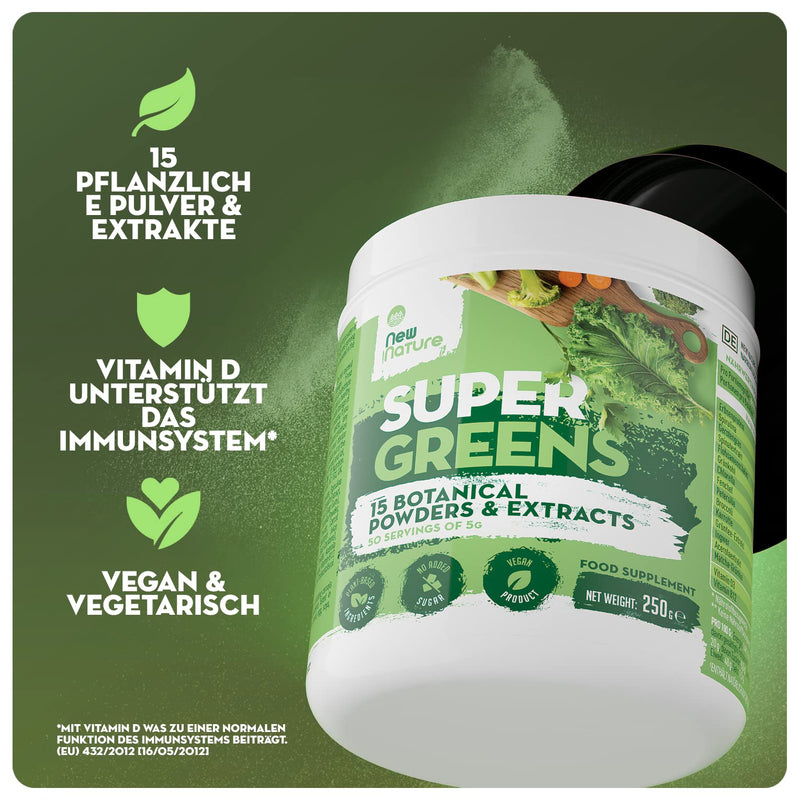 Super Greens 250 G Smoothie Powder Made From 15 Natural Superfoods, 50 Servings Suitable For Vegetarians And Vegans - No Artificial Ingredients And No Added Sugar - NewNest Australia