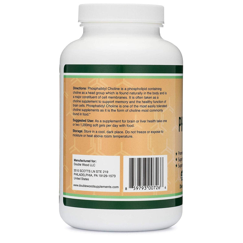 Phosphatidylcholine 1,200mg – 210 Softgels – Enhanced Version of Sunflower and Soy Lecithin - Non-GMO, Manufactured and Tested in The USA to Support Brain Health by Double Wood Supplements - NewNest Australia