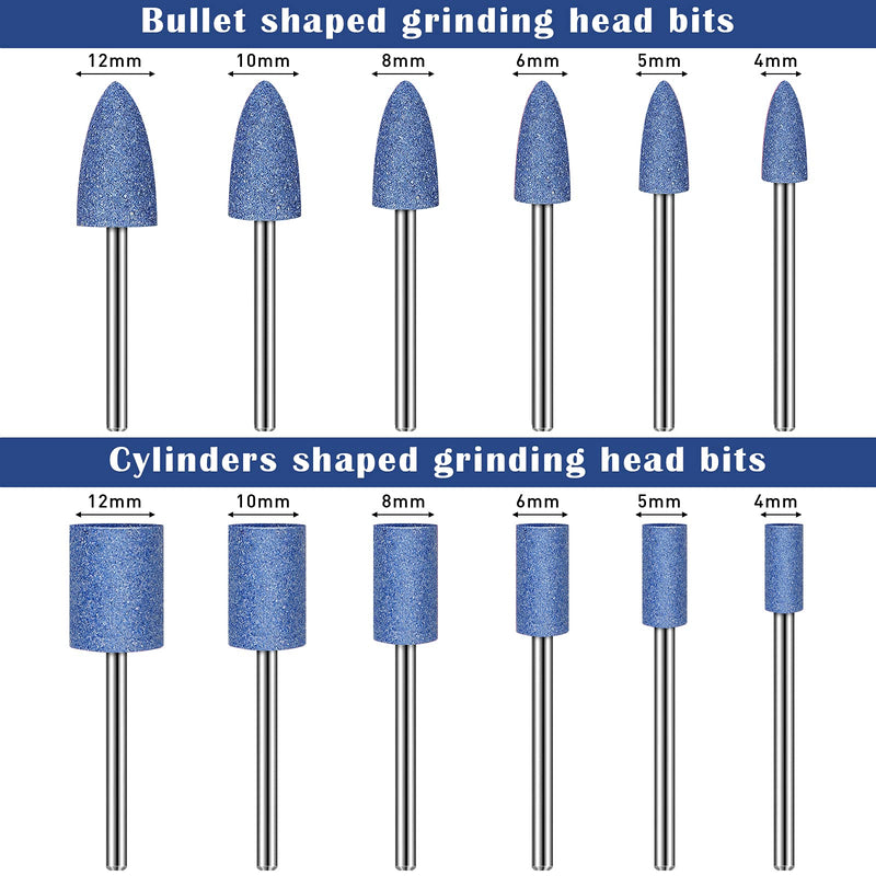 36 Pieces Shank Abrasive Mounted Stone Grinding Wheel Head Mounted Points Abrasive Stone Heads Set Grinding Wheel Bits with Plastic Box for Rotary Tool 1/8 Inch Shank 3 Colors 2 Shapes 6 Sizes - NewNest Australia