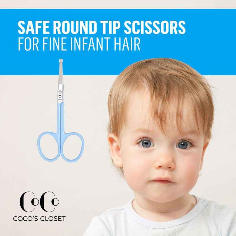 Cocos Small Nail Scissors - Safety Round Tip Baby Nail Clippers and Hair Scissors for Adults, Newborn, Infant, and Toddler Fingernails Blue - NewNest Australia