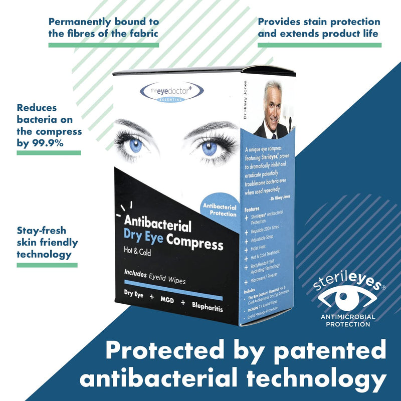 The Eye Doctor Essential Treatment Bundle - Reusable Hot Cold Eye Compress & 20x Single Use Eyelid Wipes for Dry Eye, Blepharitis & MGD - Microwave Safe Mask Mask & 20 Wipes - NewNest Australia