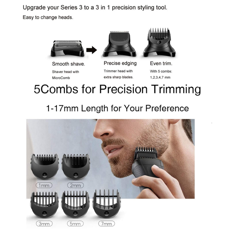 Compatible Beard Trimmer Head With Electric Shaver + 5-Piece Guide Comb Trimming Set, With Braun Series 3 And Bt32 Razor Head Replacement Razor Blade For Adults And Children - NewNest Australia