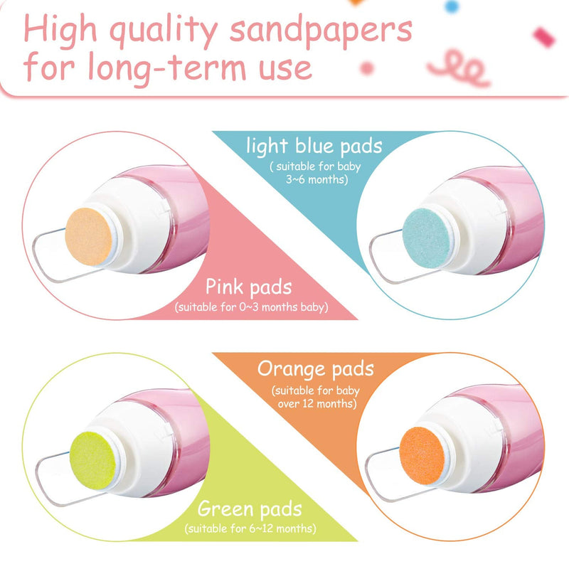 24 Pieces Baby Nail File Pads Nail Trimmer Replacement Pads Electric Baby Nail Grinding Heads for Standard Electric Kid Nail Trimmer Suits to Newborn Infant Toddler (Pink, Light Blue, Green, Orange) - NewNest Australia