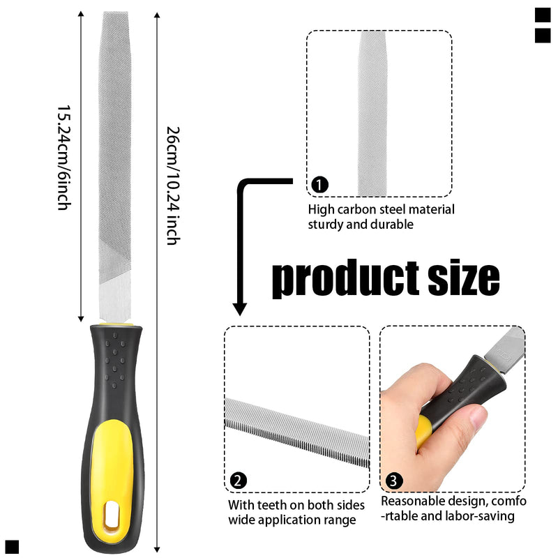 2 Pieces Flat File Metal Axe Sharpener File Steel Rectangular Cut Axe File 6 Inch Mill Hand File Single Cut Hardened with Handle for Metal Axe Sharpening Extended Use - NewNest Australia