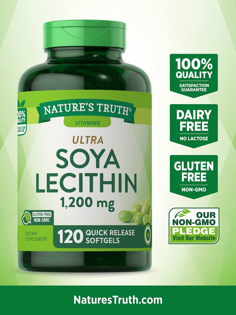 Ultra Soy Lecithin Capsules 1200 mg | 120 Softgels | Non-GMO, Gluten Free | by Nature's Truth - NewNest Australia