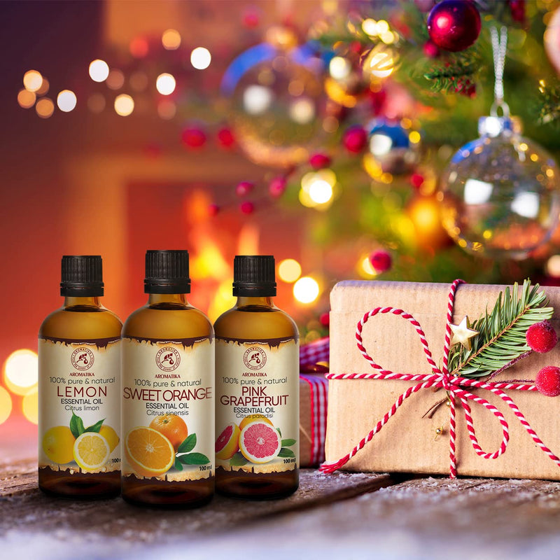 Essential Oils Set 3 X 100 Ml - Lemon Oil - Orange Oil - Grapefruit Oil - Aromatherapy Gift Set - Pure Citrus Oils For Diffusers And Oil Burners - Orange Oil For Soap Making - Oils For Candles - NewNest Australia