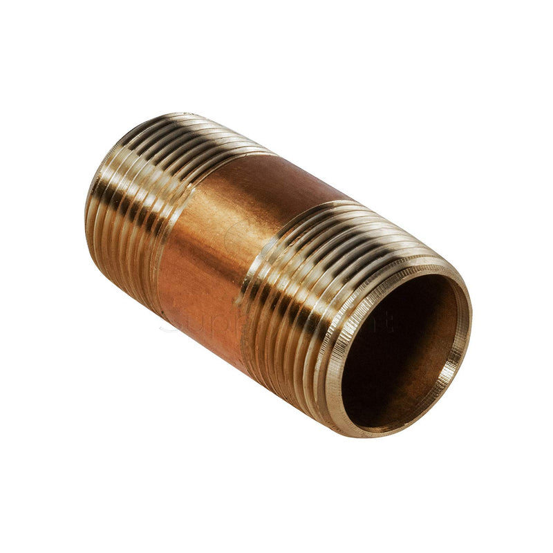 Everflow Supplies NPBR1030 3" Long Brass Nipple Pipe Fitting with 1" Nominal Diameter and NPT Ends - NewNest Australia