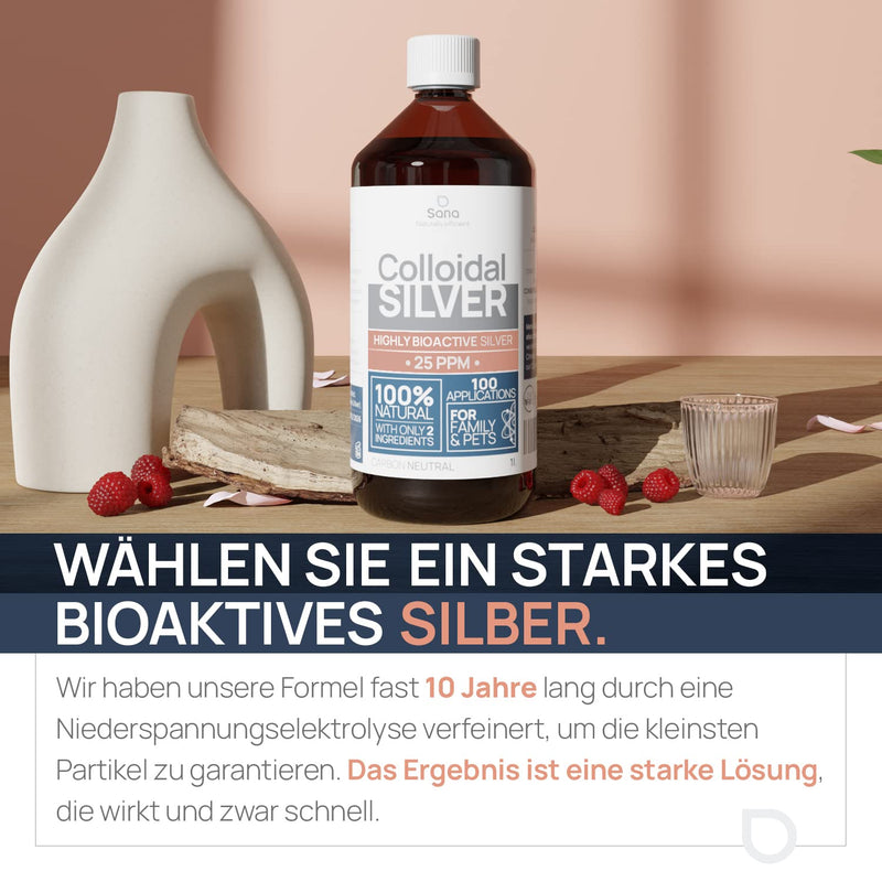 Colloidal Silver 25Ppm 1000 Ml ‚Óè Premium Silver Water Stronger Than 25 Ppm ‚Óè For Humans, Dogs & Cats ‚Óè Carbon Neutral ‚Óè 100% Natural With 2 Ingredients - NewNest Australia