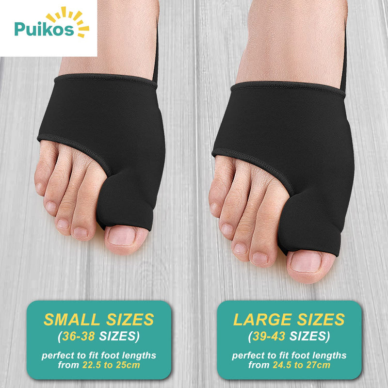 Puikos Hallux Valgus Toe Separator Toe Separator Set, 1 Pair Hallux Valgus Socks Bunion Corrector, 1 Big Toe Strap and 2 Toe Separators for Women Men (1 Toe/Large, Black) 1 Toe/Large - NewNest Australia