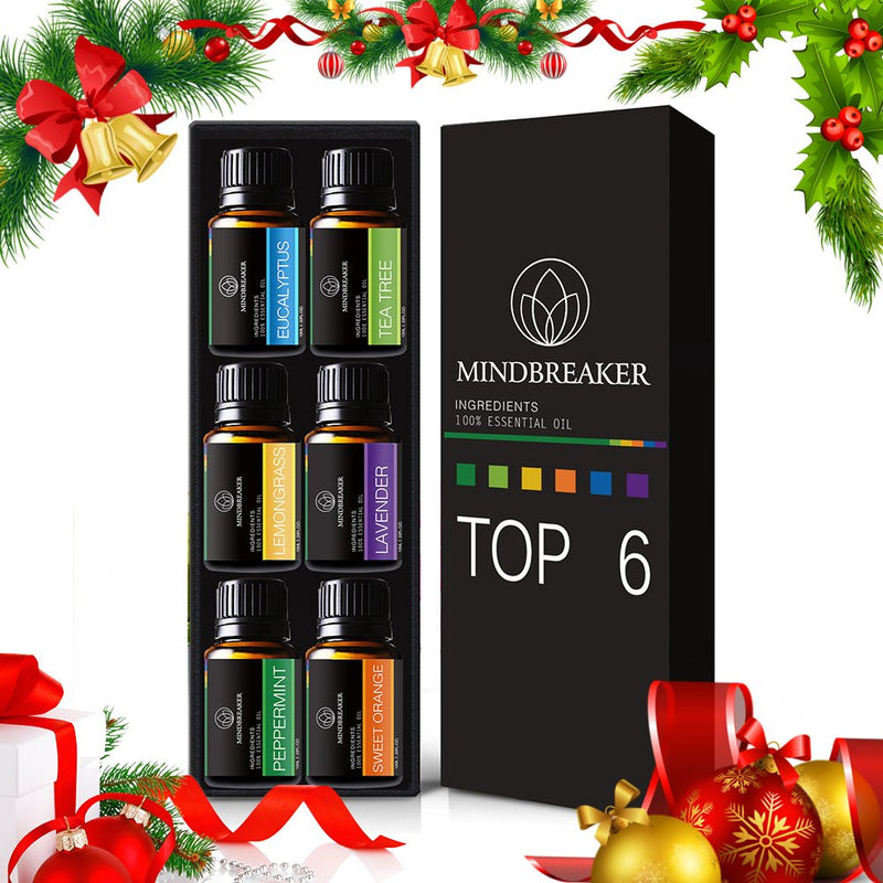 Aromatherapy Essential Oil Set - 6 Bottles Aromatherapy Essential Oil Eucalyptus, Lavender, Tea Tree, Lemongrass, Sweet Orange, Peppermint Oil Works For All Oil Diffusers - NewNest Australia