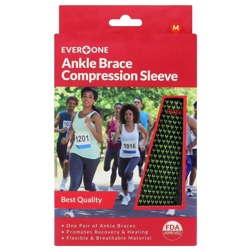 EverOne Ankle Brace Compression Support Sleeve For Injury Prevention, Healing and Recovery, Unisex, 1 Pair (2 pcs), Medium Medium (Pack of 2) - NewNest Australia