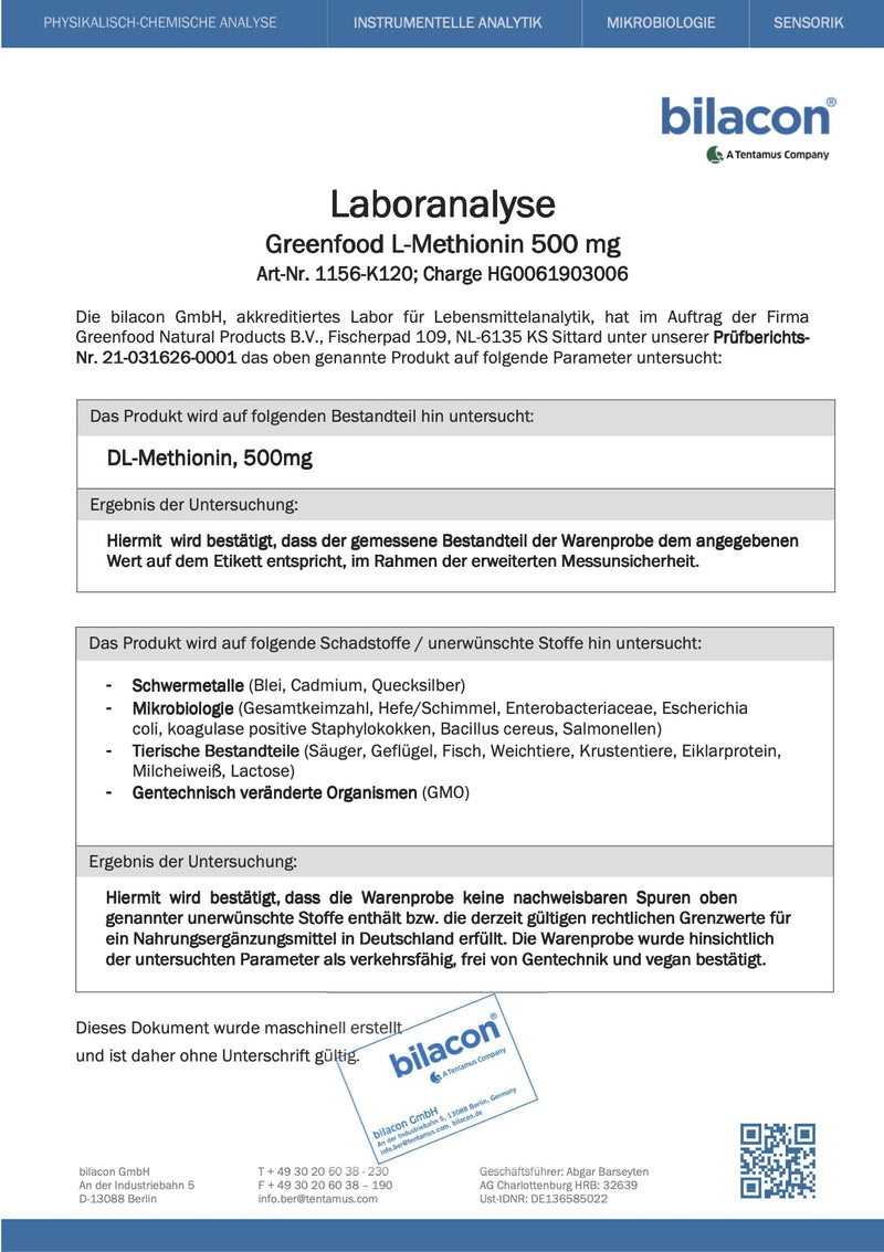 L-Methionine, 500 Mg, High Dose, Capsules, Vegan ‚ Important And Essential Amino Acid, Building Material For Proteins, Without Artificial Additives, Without Genetic Engineering (Gmo-Free) - NewNest Australia