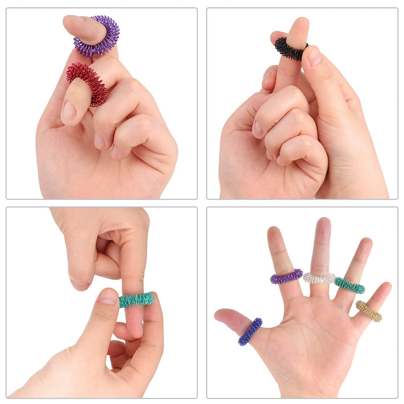 Pack Of 40 Finger Massage Rings, 8 Colors, Spiky Sensory Finger Rings, Anti-Stress Acupressure Rings, Quiet Stress Reducer And Massager For Teenagers And Adults - NewNest Australia