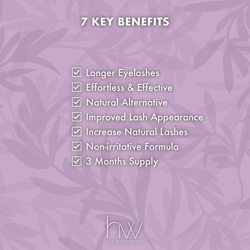 Hairworthy Lashworthy Eyelash Enhancer Serum for Longer, Thicker and Stronger Eyelashes. Powerful formula for Beautiful, Luscious and a more Noticeable Look. - NewNest Australia
