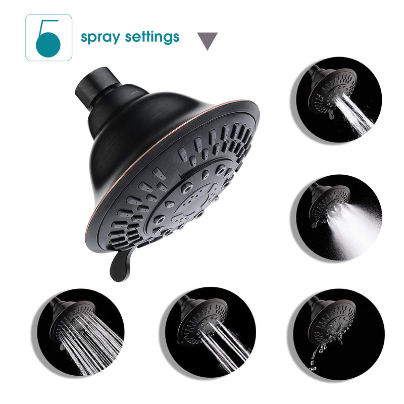 Shower Head High Pressure Rain Showerhead 5 Spray Setting Fixed Shower head Angle Adjustable Bathroom Showerhead, Oil Rubbed Bronze Oil-Rubbed Bronze - NewNest Australia