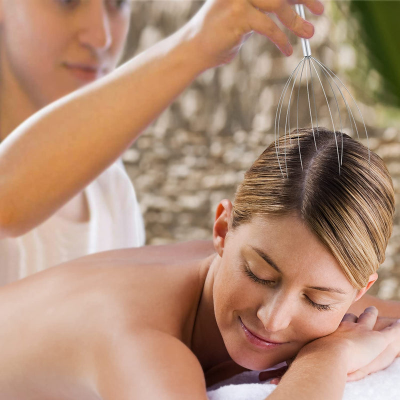 Sancheay Head Massager, Manual Scalp Head Scratcher, Handheld Scalp Massager for Deep Relaxation, Hair Stimulation and Stress Relief (Gold & Silver) Gold & Silver - NewNest Australia