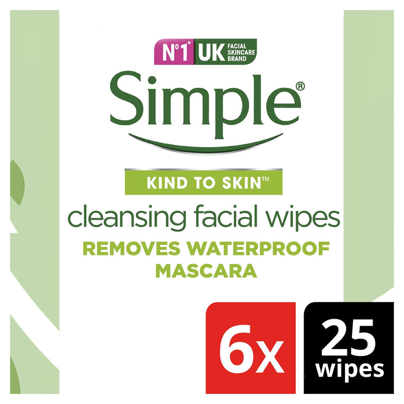 Simple Kind to Skin Cleansing UK's #1 facial skin care brand* Facial Wipes for sensitive skin 25 pc pack of 6 - NewNest Australia