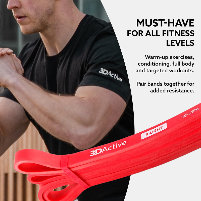 3DActive Pull Up Assist Band - Resistance Band for Strength Training, Powerlifting, Body Stretching, CrossFit. Free Exercise Guide. #1 Red- 10 to 35 Pounds (1/2 *4.5mm) - Single Band - NewNest Australia