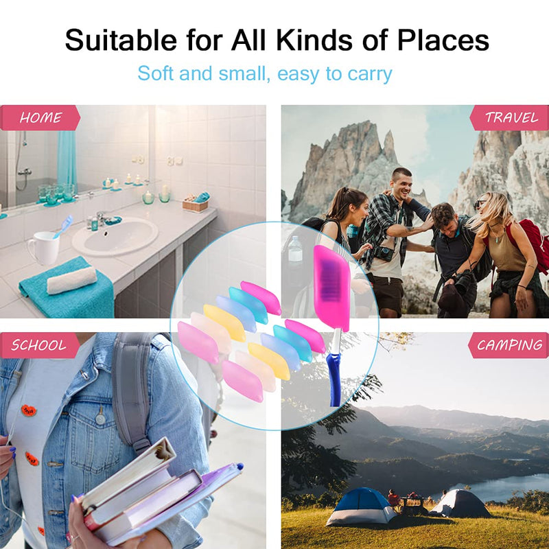 V-TOP Silicone Toothbrush Case Covers, 12 Pack Toothbrush Head Covers for Travel, Tooth Brush Covering for for Home and Outdoor 12 Count (Pack of 1) - NewNest Australia