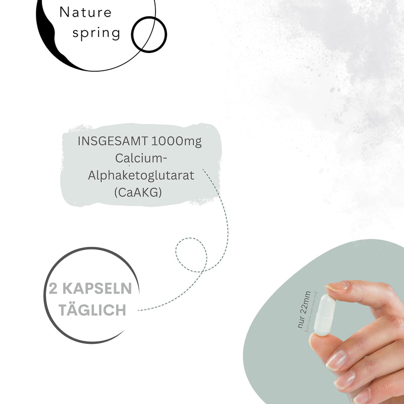 Nature Spring Caakg | Calcium Alphaketoglutarate | 60 Capsules | High Dose | 1000Mg | Caakg In The Best Quality Without Additives | Laboratory Tested In Germany - NewNest Australia
