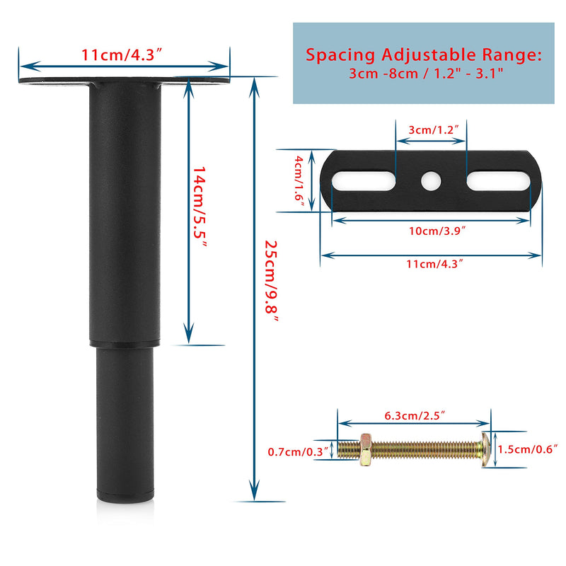 JUXYES Adjustable Height Metal Bed Support Leg, Furniture Support Leg for Bed Frame, Replacement Leg for Sofa Couch Chair Ottoman Cabinet with Mounting Screws, 15cm-25cm 15cm - 25cm Pack of 1 - NewNest Australia