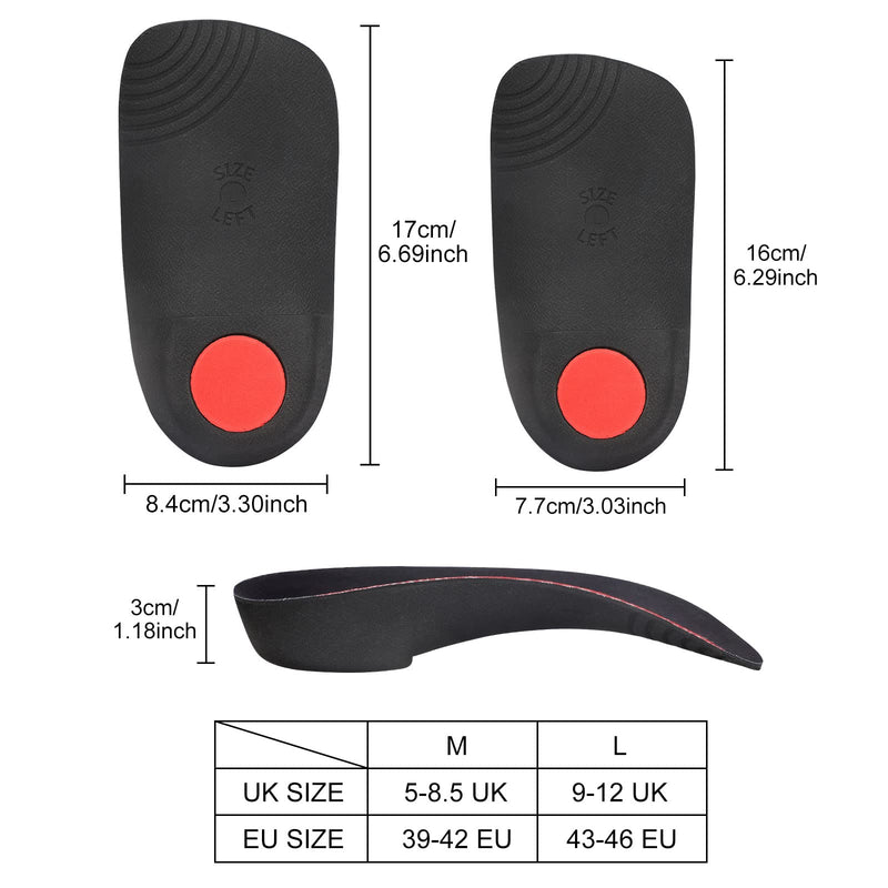 Orthotic Insoles, 3/4 High Arch Support Shoe Inserts Insoles for Women and Men, Orthotic Insoles Support for Plantar Fasciitis, Flat Feet, Over-Pronation, Heel Pain, Heel Spur (5-8.5 UK） Medium(5-8.5 UK） - NewNest Australia