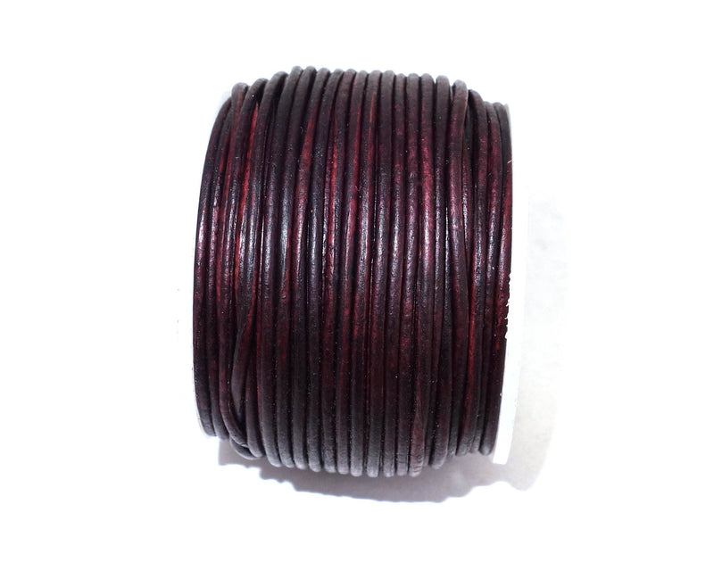 cords craft Round Leather Cord for Round Bracelet, Necklaces Plain Genuine Leather Cord 1.0MM Dark Brown Distress - NewNest Australia