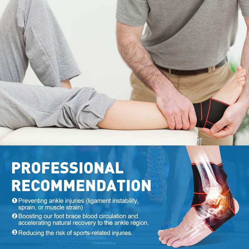 WASPO Ankle Support Brace - Adjustable Ankle Brace Wrap Strap for Sports Protect, Plantar Fasciitis, Achilles tendonitis, Ligament Damage, Injury Recovery, One Size for Men Women 1 PC Orange Orange-1pc - NewNest Australia