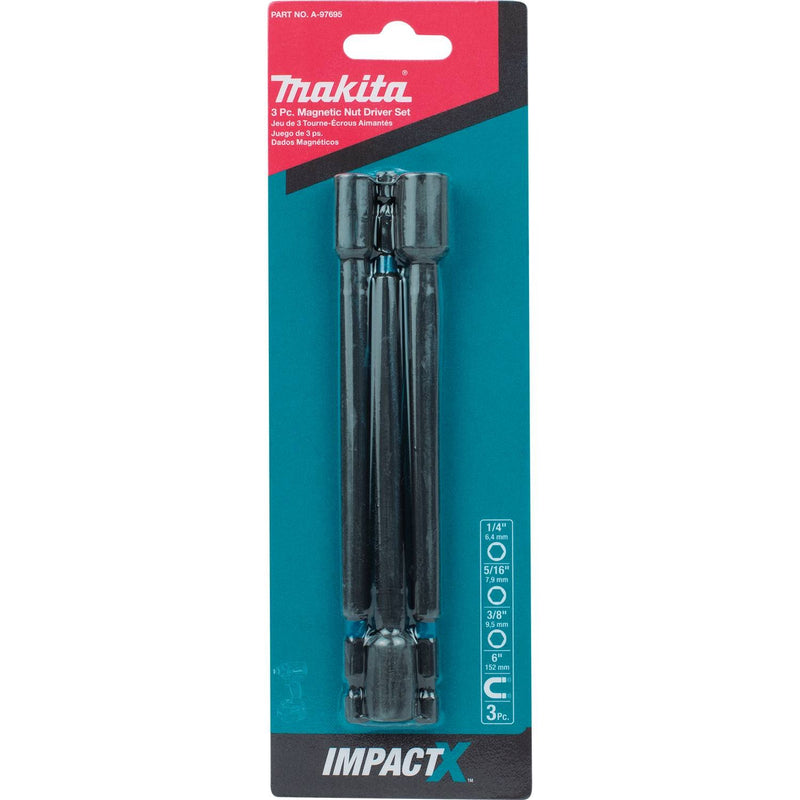 Makita A-97695 Impactx 3 Pc 6″ Magnetic Nut Driver Set 6-Inch 3-Pc - NewNest Australia