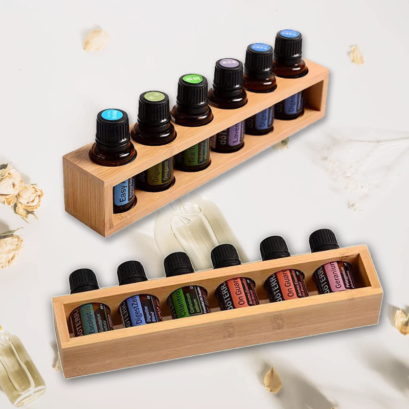 Wishesmar 6 Slots Bamboo Essential Oil Holder Shelf - Holds 15Ml 20Ml 30Ml Essential Oil Bottles - Storage Stand Rack Organizer For Essential Oils And Fragrance Oils #D - NewNest Australia