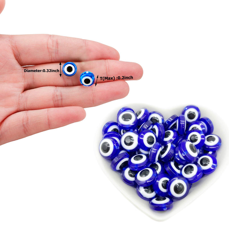 200pcs Evil Eye Beads for Bracelets Necklace Jewelry Making (8mm, Blue) 8mm - NewNest Australia