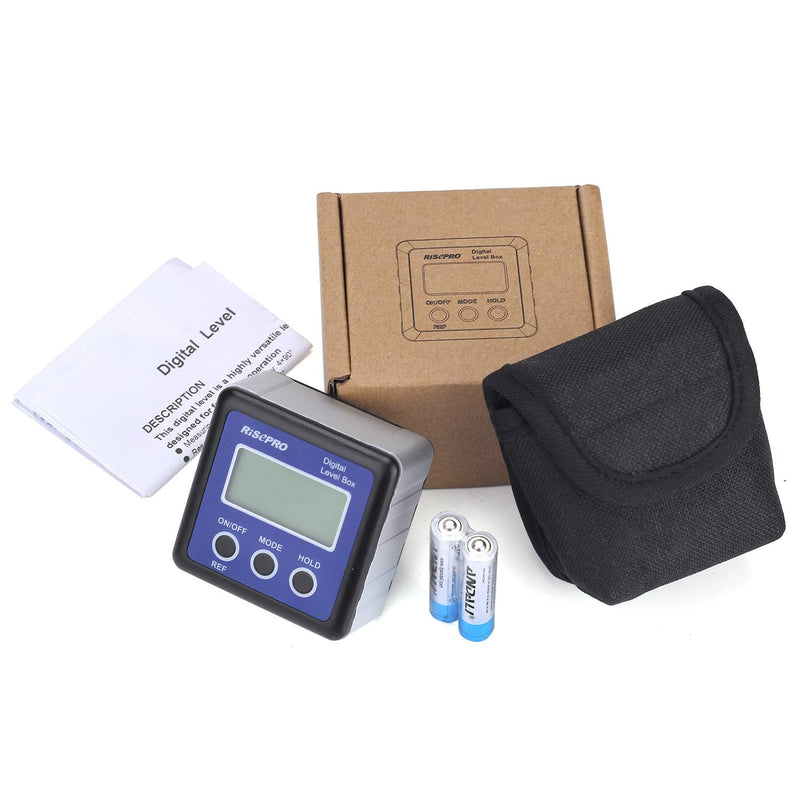 RISEPRO Digital Level Box Angle Gauge Protractor Inclinometer Bevel Box with Data Hold, Magnet Base & LCD Backlight, Calculating for Carpentry, Building, Masonry, Automobile Blue - NewNest Australia