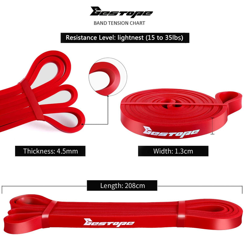 Resistance Band Pull Up Assist Band - Premium Latex Durable Workout Exercise Loop Band, Stretch Training Fitness Band for Men Women, Home Gym Powerlifting Yoga Red - NewNest Australia
