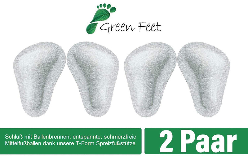 Green Feet 2 pairs of orthopedic metatarsal pads white leather pads in T-shape splayed foot, unisex adult insole, double pack (white, Numeric_44) 44/46 EU - NewNest Australia