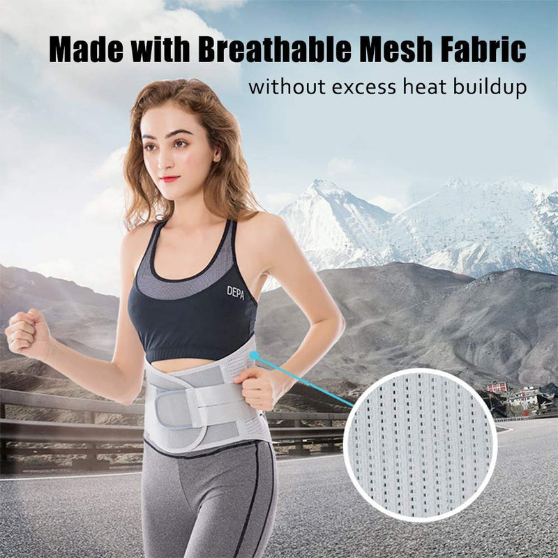 Lower Back Braces for Back Pain Relief - Compression Belt for Men & Women - Lumbar Support Waist Backbrace for Herniated Disc, Sciatica, Scoliosis - Breathable Mesh Design, Adjustable Straps (M, Gray) M(Navel:35"-39") - NewNest Australia