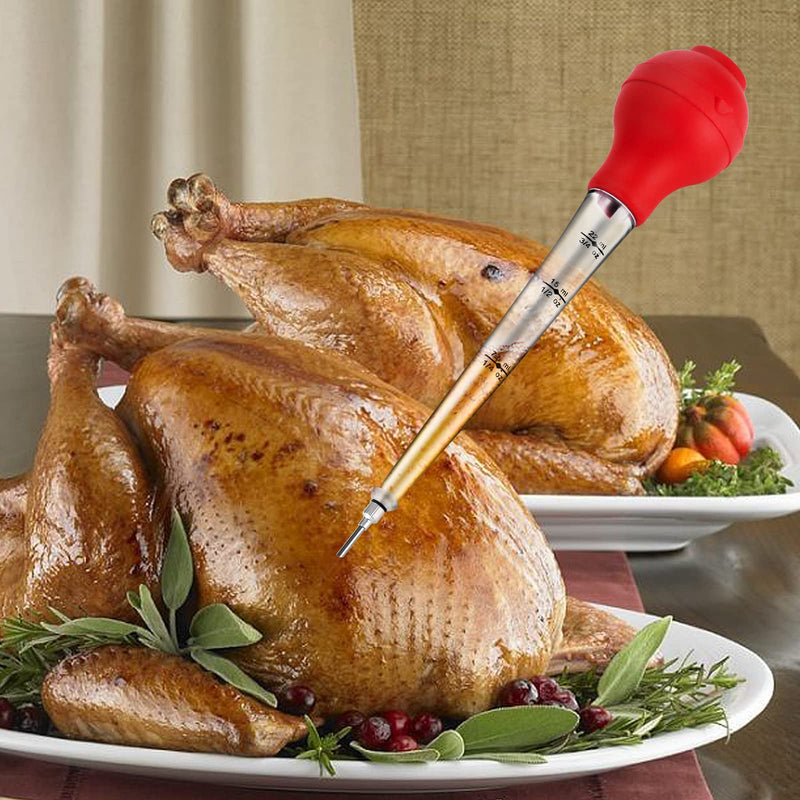 JY COOKMENT Turkey Baster with Barbecue Basting Brush, Baster Syringe for Home Baking and Roaster Turkey, Include Detachable Food Grade Silicone Bulb, Meat Injector Needle and Cleaning Brush 1 - NewNest Australia