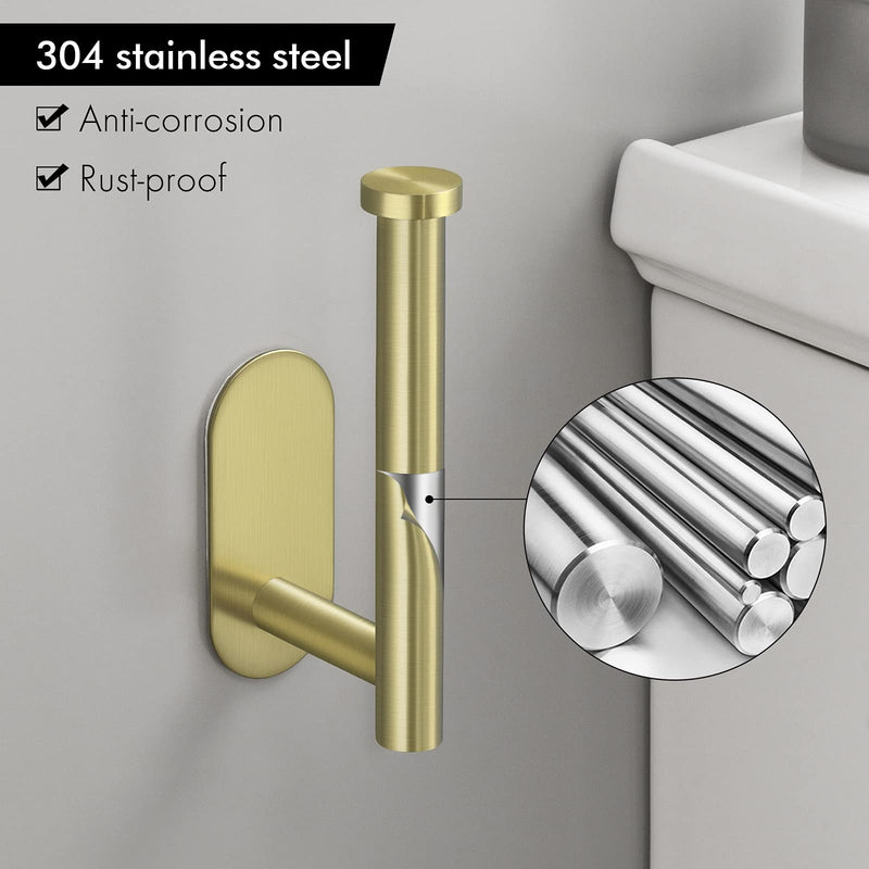 KES Self Adhesive Toilet Paper Holder Bathroom Tissue Roll Holder SUS304 Stainless Steel Rustproof No Drill Wall Mount Brushed Brass, A7170-BZ 1 - NewNest Australia