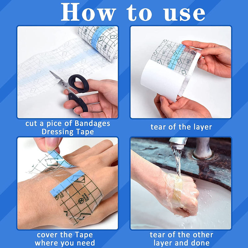 10 Cm X 10 M Waterproof Transparent Bandage With 5 Pieces Waterproof Plasters, Self-Adhesive Bandage Tattoo, Waterproof Plasters After Surgery, Medical Plaster, Waterproof Plaster Roll, Wound Pad - NewNest Australia