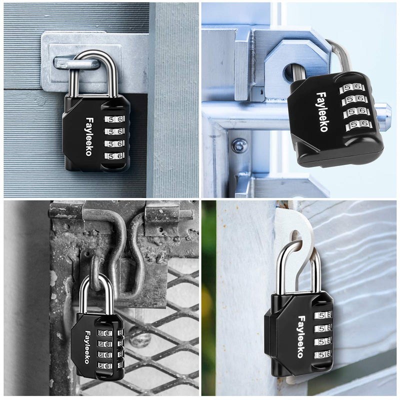 Combination Lock, 4 Digit Combination Padlock for School Gym Sports Locker, Fence, Toolbox, Case, Hasp Cabinet Storage (2 Pack, Black) 2 Pack - NewNest Australia