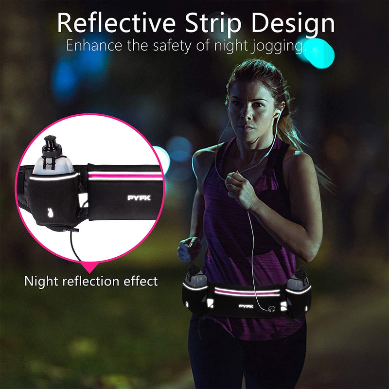 PYFK Upgraded Running Belt with Water Bottles, Hydration Belt for Men and Women, Water Bottle Holder Running Pouch Belt, Fanny Pack Fits 6.5 inches Phones, Waist pack for Running Hiking Climbing rose red - NewNest Australia