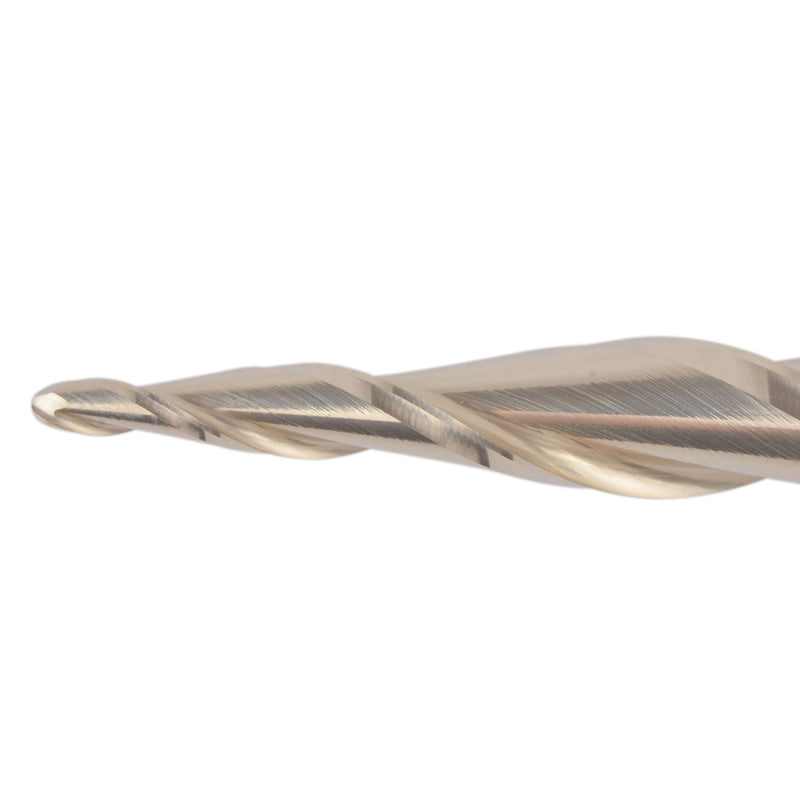 SpeTool Tapered Ball Nose End Mill 1/4" Shank with 1/32" Cutting Radius for 3D Carving Engraving Router Bit, ZrN Coated - NewNest Australia