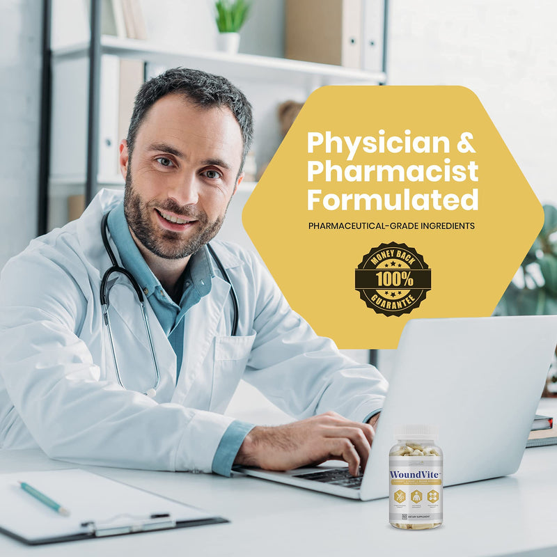 Zen Nutrients WoundVite Comprehensive Post Op Wound Care, Scar Reduction, Scar Treatment, Plastic & General Surgery, Heal Faster & Aids in Recovery Time w/ Bromelain, Turmeric & Arnica - 60 Vegan Caps - NewNest Australia