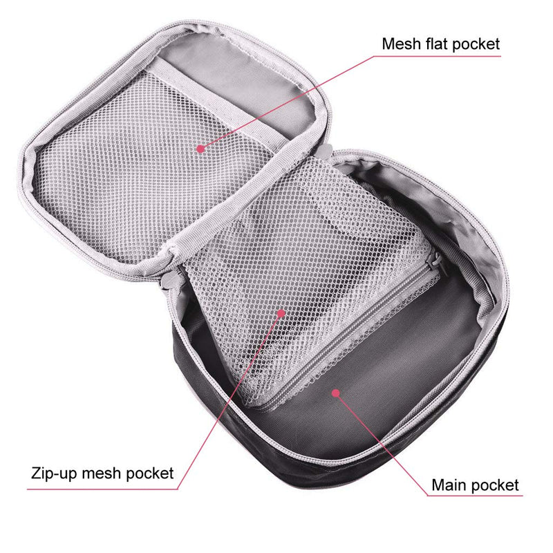 SwirlColor Portable First Aid Pouch Mini Small Pill Organiser Easy Carry Empty Medicine Container With Multi-pocket for Travel 13x10x2cm (Grey) - NewNest Australia