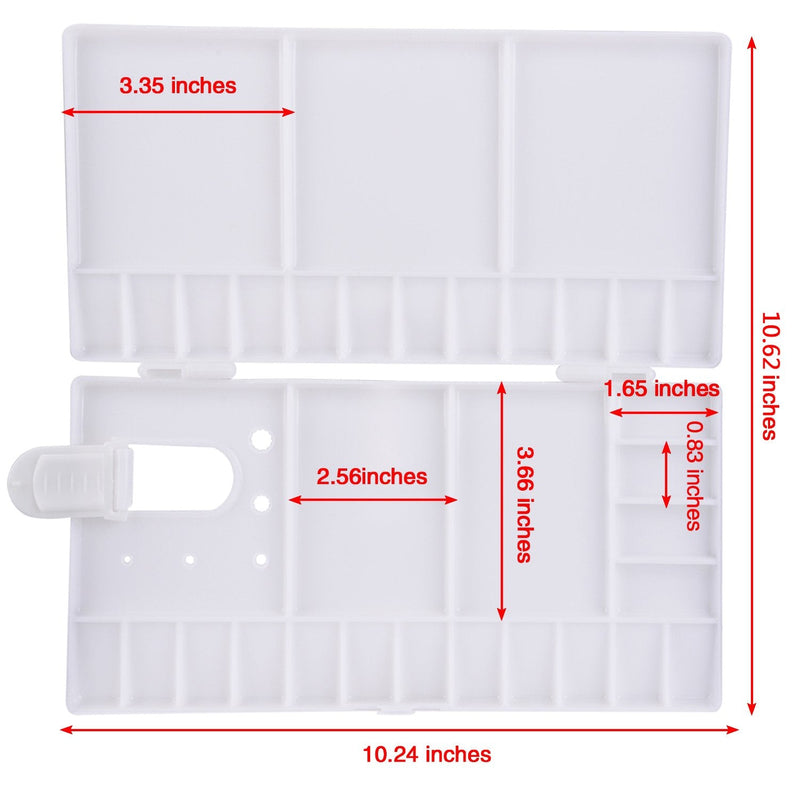 Shappy Watercolor Palette Folding Paint Tray Plastic Painting Pallet with 33 Compartments, Thumbhole and Brush Holders, White - NewNest Australia