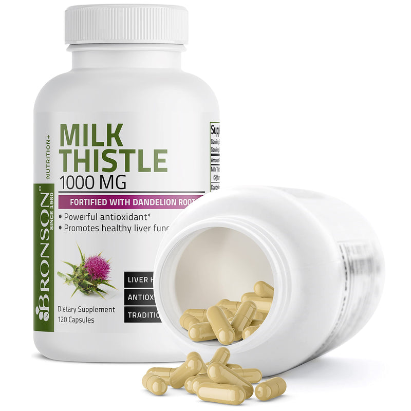 Milk Thistle 1000mg Silymarin Marianum & Dandelion Root Liver Health Support 120 Capsules 120 Count (Pack of 1) - NewNest Australia