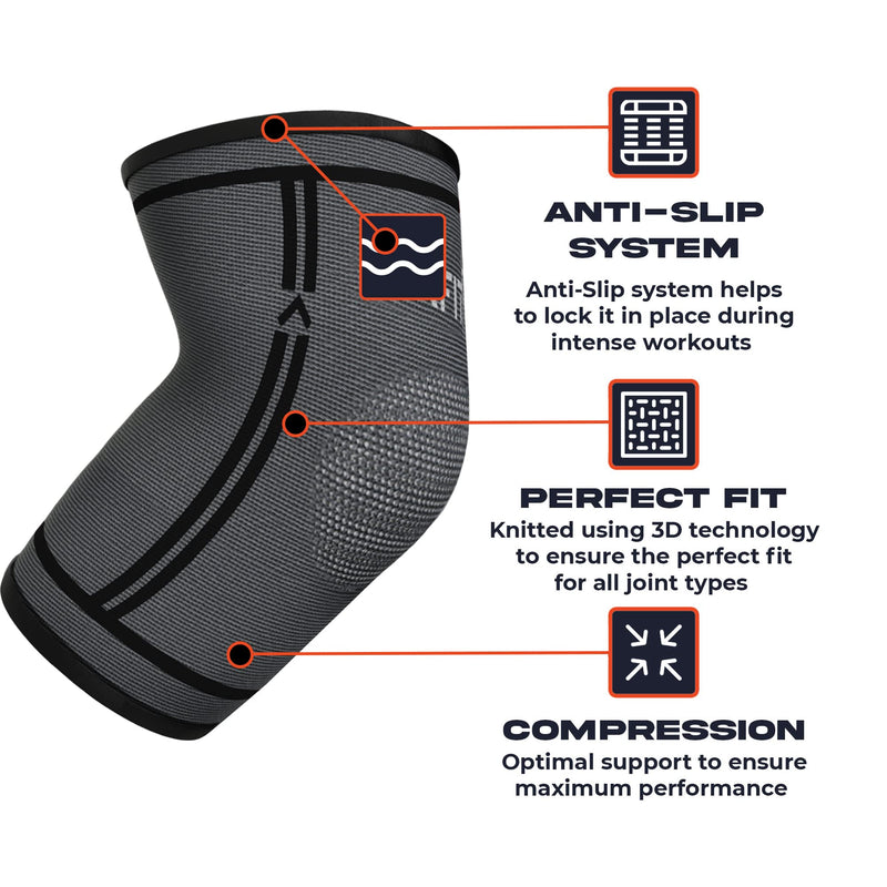 OXFIT Elbow Support Brace - Compression Arm Sleeve for Men & Women - Pain Relief for Arthritis, Joint Pain, Tendonitis, Tennis Elbow, Golfers Elbow Weightlifting (XL, Black, 1) XL - NewNest Australia